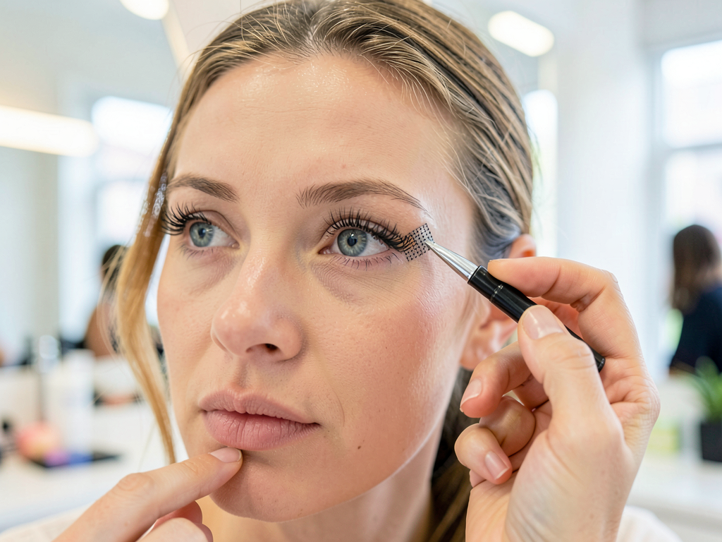 Quelle technique de pose de cils magnétiques pour corriger l'effet yeux tombants ?