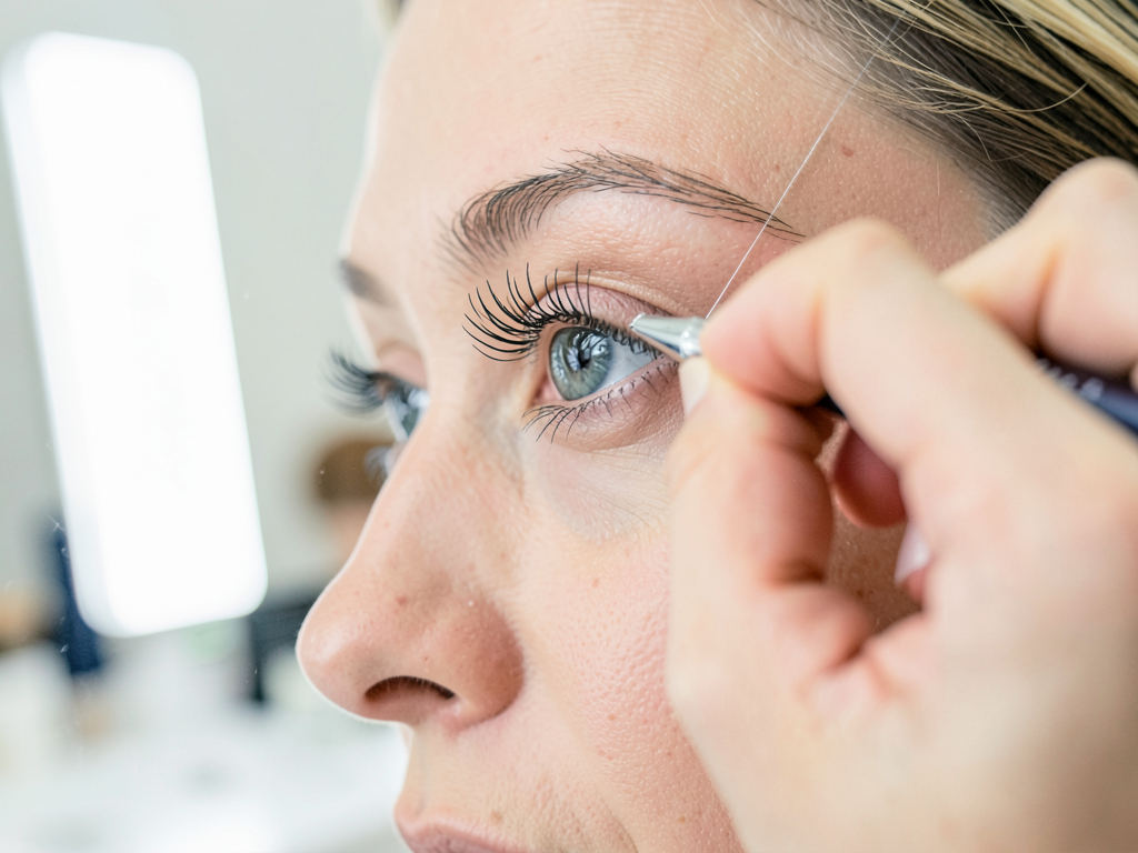 Quelle technique de pose de cils magnétiques pour corriger l'effet yeux tombants ?